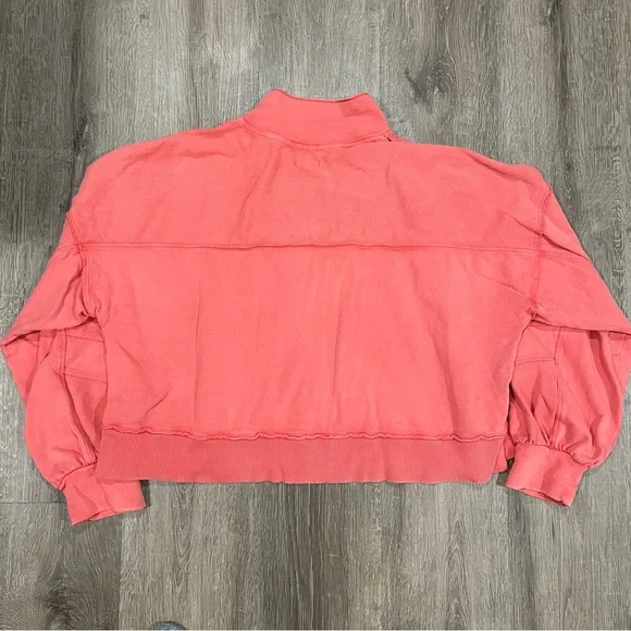 Pilcro Kamrie Pieced Popover Top Red Coral Size Large Oversized Sweatshirt - Picture 6 of 13